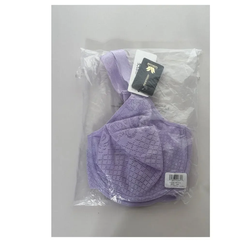 Wacoal Visual Effects Minimizer Bra Pastel Lilac Womens Size 32G New Wired